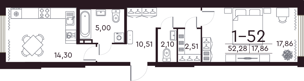 53,1 м², 1-комнатная квартира 30 370 000 ₽ - изображение 140