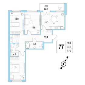 Квартира 97,2 м², 3-комнатная - изображение 1