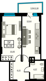 Квартира 41 м², 1-комнатная - изображение 1