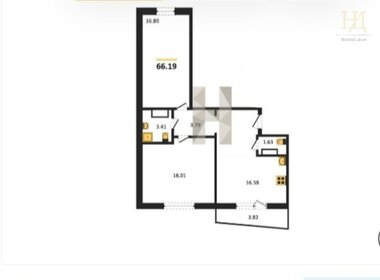 Квартира 66,2 м², 2-комнатная - изображение 1