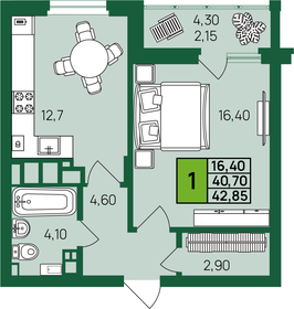 42,9 м², 1-комнатная квартира 5 000 866 ₽ - изображение 40