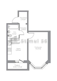 Квартира 38,6 м², 1-комнатная - изображение 3