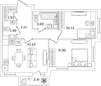 54 м², 2-комнатная квартира 13 027 221 ₽ - изображение 73