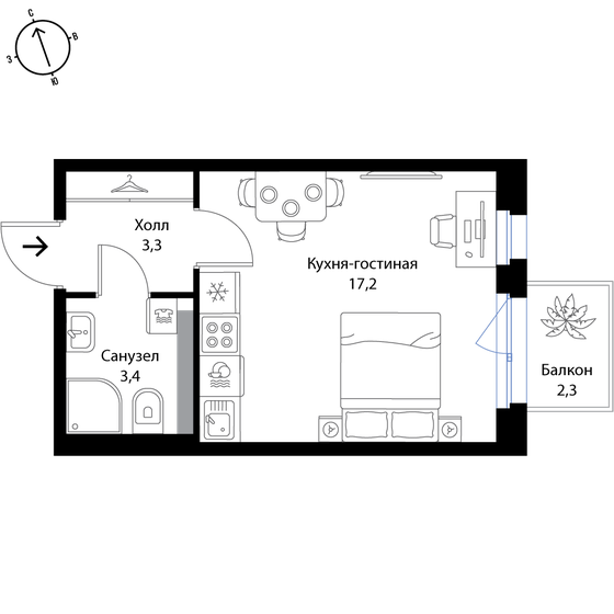 24,6 м², квартира-студия 4 600 200 ₽ - изображение 1