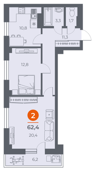 63,2 м², 2-комнатная квартира 8 152 800 ₽ - изображение 27