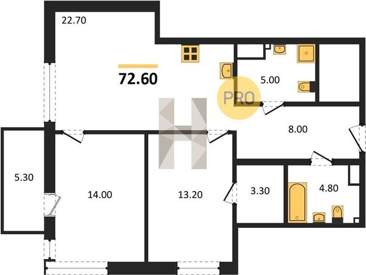 72,6 м², 2-комнатная квартира 21 708 600 ₽ - изображение 15