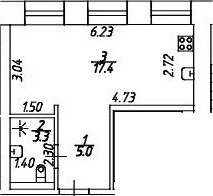 25,7 м², квартира-студия 10 086 993 ₽ - изображение 1