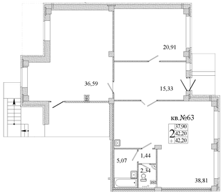 Квартира 120,5 м², 2-комнатная - изображение 1