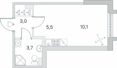 Квартира 22,3 м², студия - изображение 1