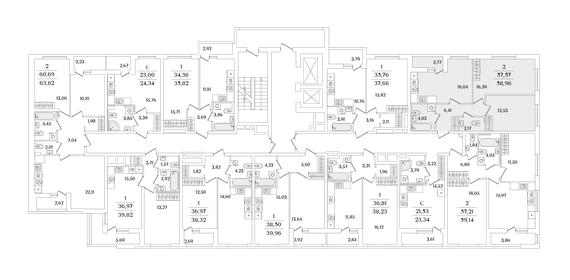 57,1 м², 2-комнатная квартира 9 411 000 ₽ - изображение 77