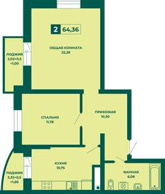 62,9 м², 2-комнатная квартира 6 599 250 ₽ - изображение 17