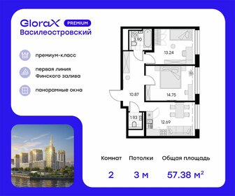 57,4 м², 2-комнатная квартира 20 730 000 ₽ - изображение 9