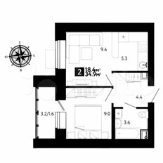 Квартира 35,6 м², 2-комнатная - изображение 1