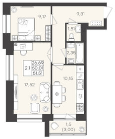 51,5 м², 2-комнатная квартира 6 696 300 ₽ - изображение 20