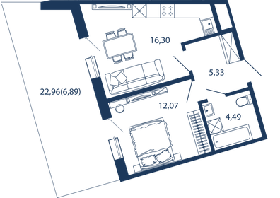 44,9 м², 1-комнатные апартаменты 16 369 154 ₽ - изображение 36