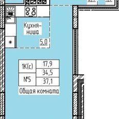 Квартира 37,1 м², 1-комнатная - изображение 2