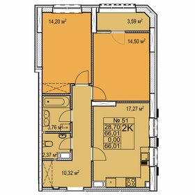 Квартира 66 м², 2-комнатная - изображение 1