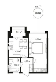 Квартира 33,6 м², 1-комнатная - изображение 1