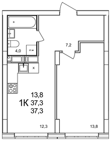 37,3 м², 1-комнатная квартира 5 893 400 ₽ - изображение 3