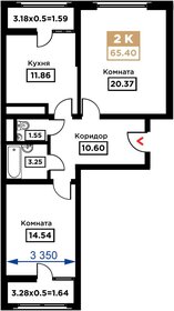 Квартира 65,4 м², 2-комнатная - изображение 1