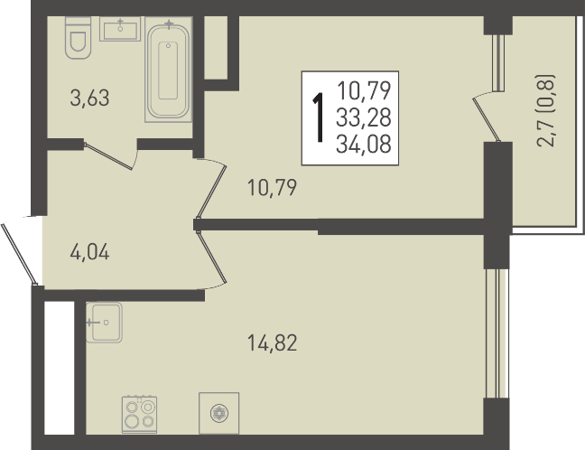 34,1 м², 1-комнатная квартира 4 600 800 ₽ - изображение 13