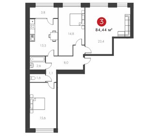 Квартира 84,4 м², 3-комнатная - изображение 1