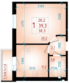 Квартира 39,3 м², 1-комнатная - изображение 1