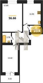 Квартира 56,7 м², 2-комнатная - изображение 1