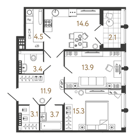 74 м², 2-комнатная квартира 34 029 108 ₽ - изображение 16