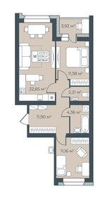 Квартира 67,8 м², 3-комнатная - изображение 1