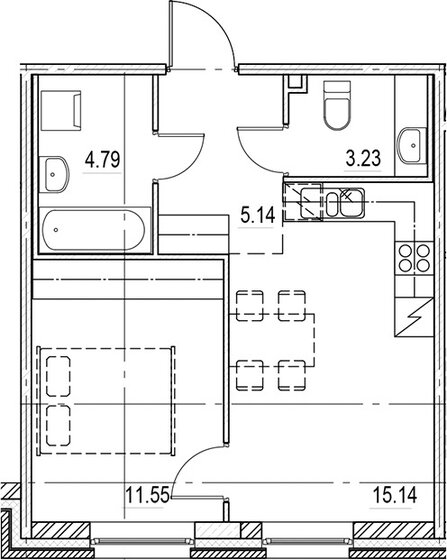 39,9 м², 1-комнатная квартира 11 520 000 ₽ - изображение 1