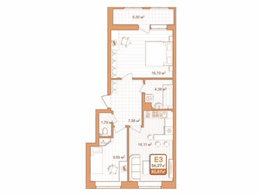 60 м², 2-комнатная квартира 5 300 000 ₽ - изображение 45