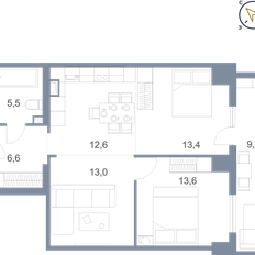 Квартира 74,1 м², 1-комнатная - изображение 2