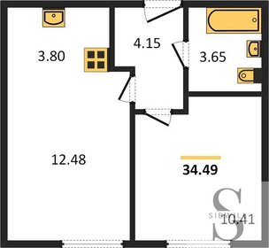 Квартира 34,5 м², 1-комнатная - изображение 1