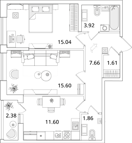 57,6 м², 2-комнатная квартира 15 850 000 ₽ - изображение 161