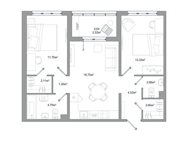 57 м², 2-комнатная квартира 10 300 000 ₽ - изображение 78