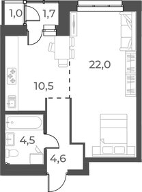 Квартира 42 м², 1-комнатная - изображение 2