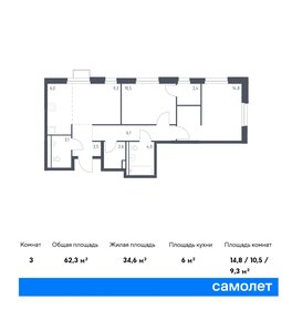 62,8 м², 2-комнатная квартира 12 174 776 ₽ - изображение 8