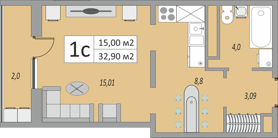 27 м², квартира-студия 2 400 000 ₽ - изображение 15