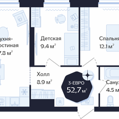 Квартира 52,7 м², 2-комнатная - изображение 2