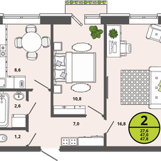 Квартира 47 м², 2-комнатная - изображение 2