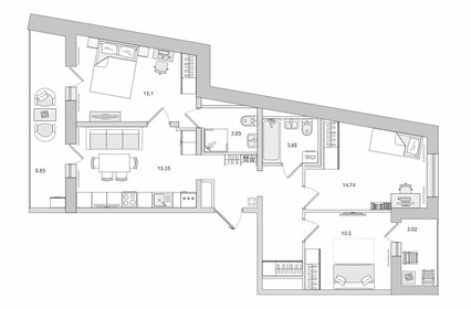 Квартира 86 м², 3-комнатная - изображение 1