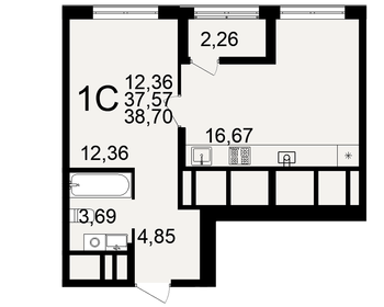 30,1 м², 1-комнатная квартира 3 870 000 ₽ - изображение 1