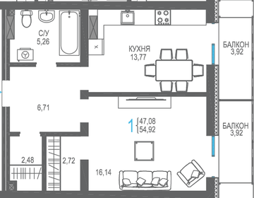 37 м², 1-комнатная квартира 7 770 000 ₽ - изображение 55