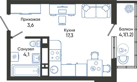 24,2 м², квартира-студия 6 396 060 ₽ - изображение 19