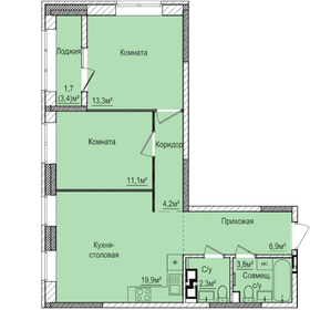 63,5 м², 2-комнатная квартира 5 981 000 ₽ - изображение 21