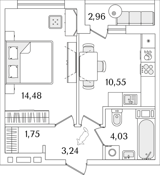 35,5 м², 1-комнатная квартира 9 438 616 ₽ - изображение 1