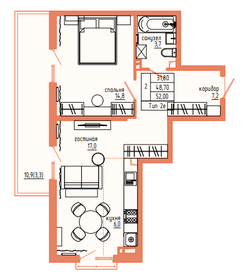 51,1 м², 2-комнатная квартира 11 450 000 ₽ - изображение 74