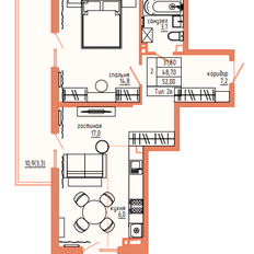 Квартира 52 м², 2-комнатная - изображение 2