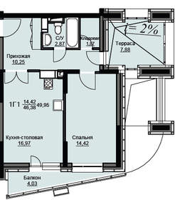 Квартира 50 м², 1-комнатная - изображение 1